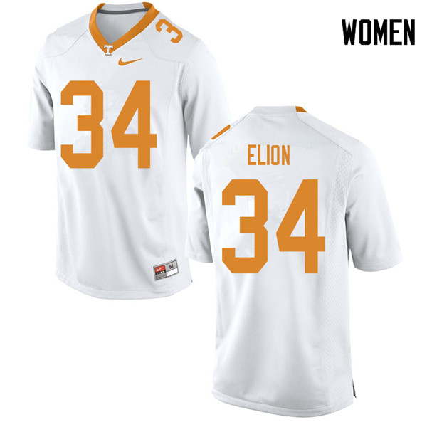 Women #34 Malik Elion Tennessee Volunteers College Football Jerseys Sale-White
